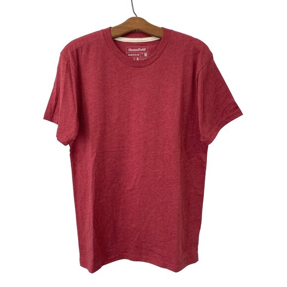 Homefield Crewneck Short Sleeve T Shirt Mens M Heather Red Cotton Poly Basic Tee - Picture 1 of 6
